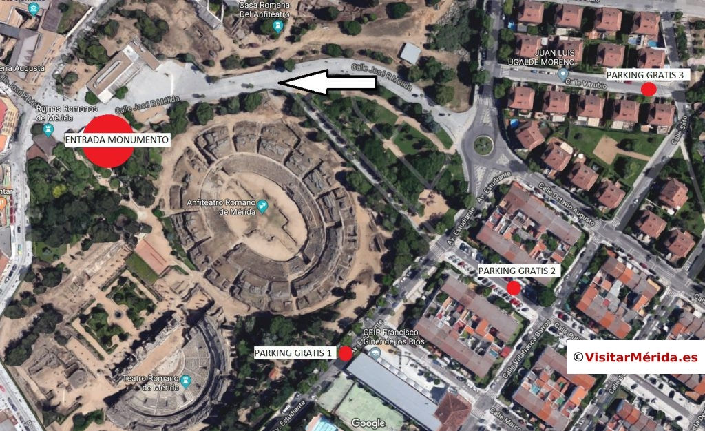 aparcamiento gratis teatro romano merida
